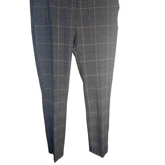 ZARA Small Plaid Small Slim Fit Trousers Gray Check Pattern - Picture 8 of 14